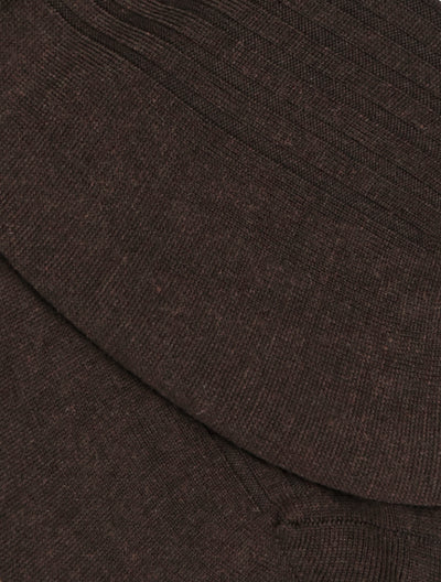 PANTHERELLA Hemingway Ribbed Escorial Wool-Blend Socks in Dark Chocolate