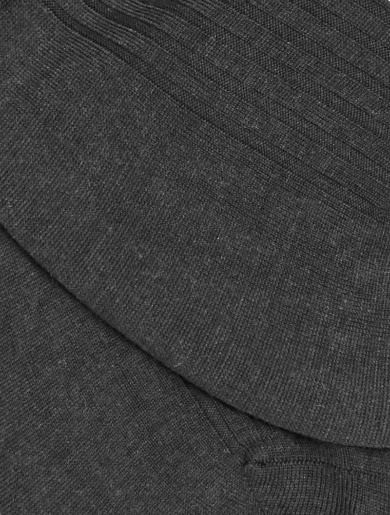 PANTHERELLA Hemingway Ribbed Escorial Wool-Blend Socks in Dark Grey