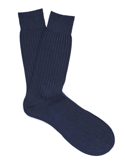 PANTHERELLA Hemingway Ribbed Escorial Wool-Blend Socks in Navy