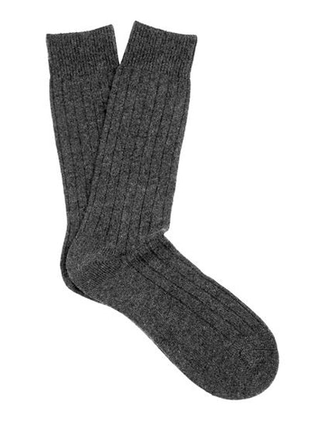 Pantherella Cashmere 5 X 1 Rib Mens Sock in Charcoal