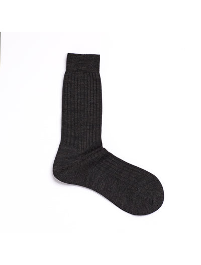 SOLESPUN - Ladies' 5x3 Rib Sock - Merino Wool in Charcoal