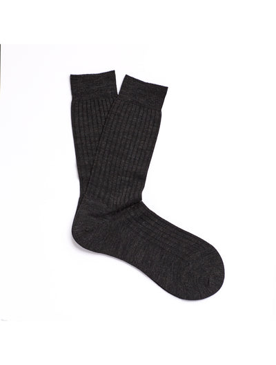 SOLESPUN - Ladies' 5x3 Rib Sock - Merino Wool in Charcoal