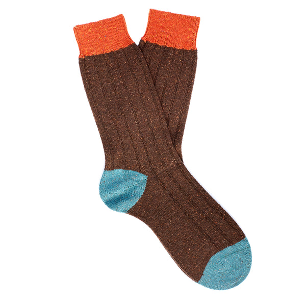 Scott Nichol Thornham Merino Wool/Silk Men's Sock in Dark Brown Fleck ...