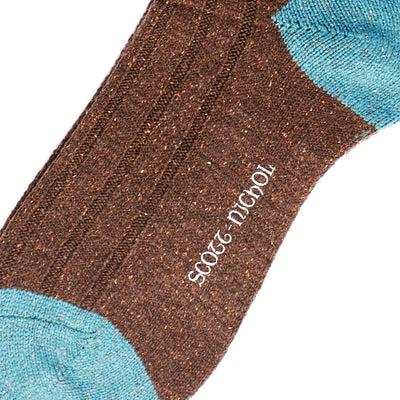 Scott Nichol Thornham  Merino Wool/Silk Men's Sock in Dark Brown Fleck