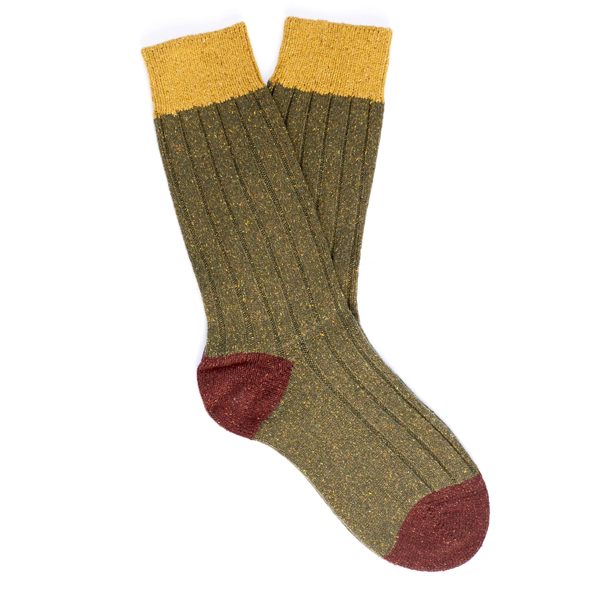 Scott Nichol Thornham  Merino Wool/Silk Men's Sock in Dark Khaki Fleck