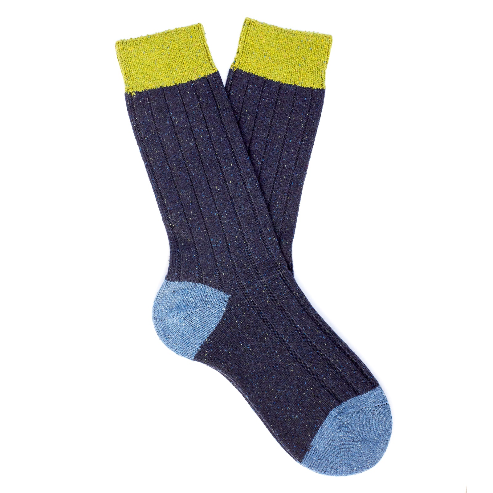 Scott Nichol Thornham  Merino Wool/Silk Men's Sock in Navy Fleck