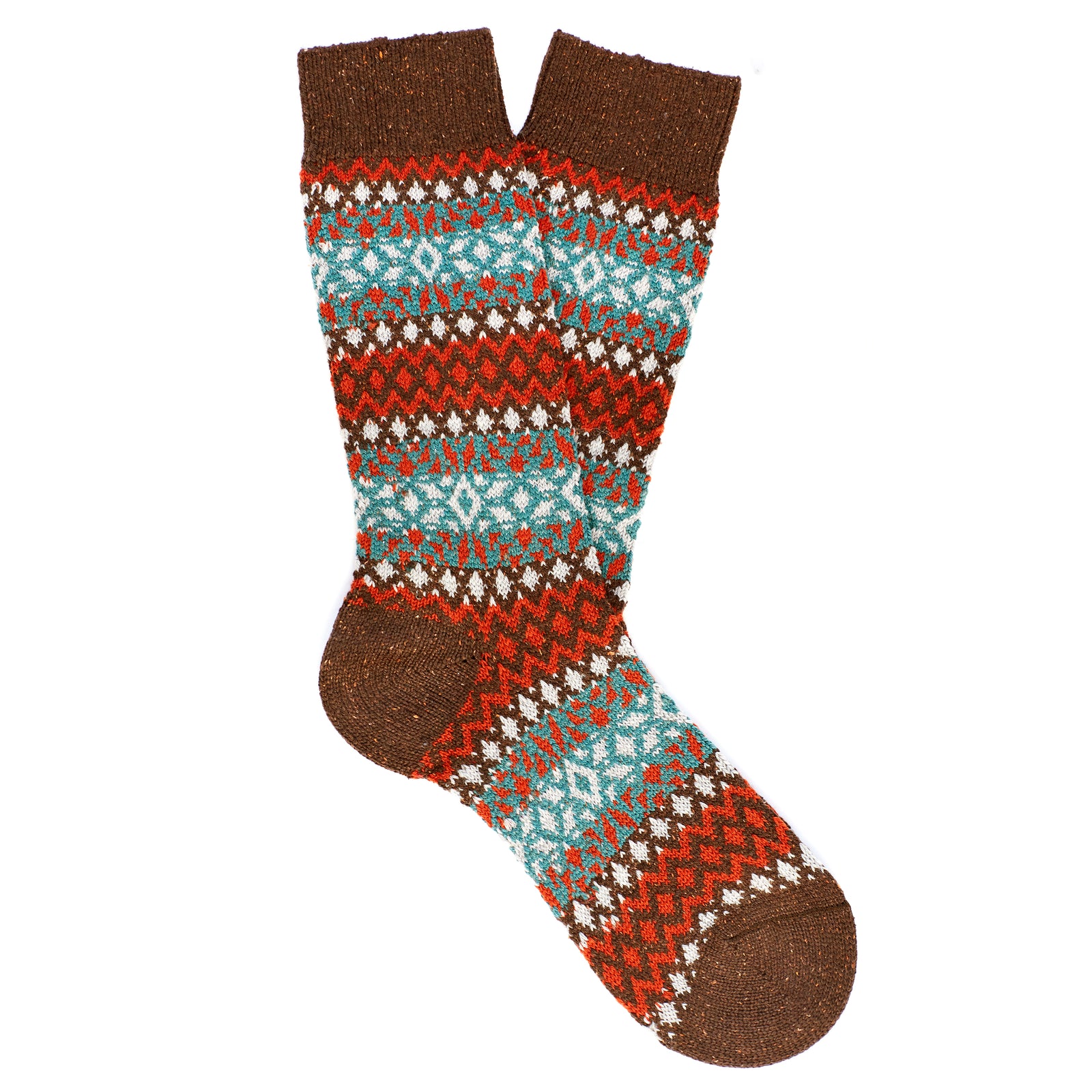 Scott Nichol Fellcroft Fairilse Wool Men's Sock in Dark Brown Fleck