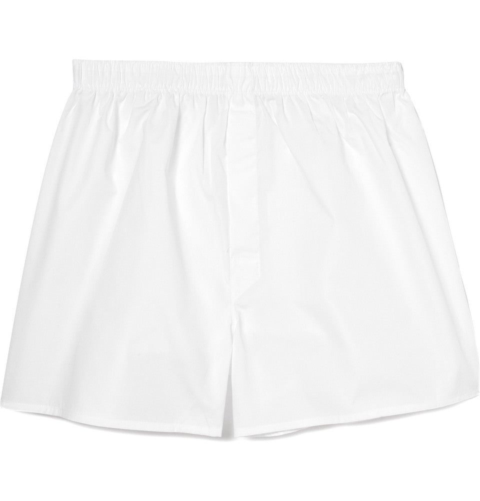 SUNSPEL Fine Cotton Blend Boxer Shorts in White - Solespun