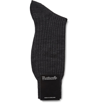 PANTHERELLA Laburnum Ribbed Merino Wool-Blend Socks in Charcoal