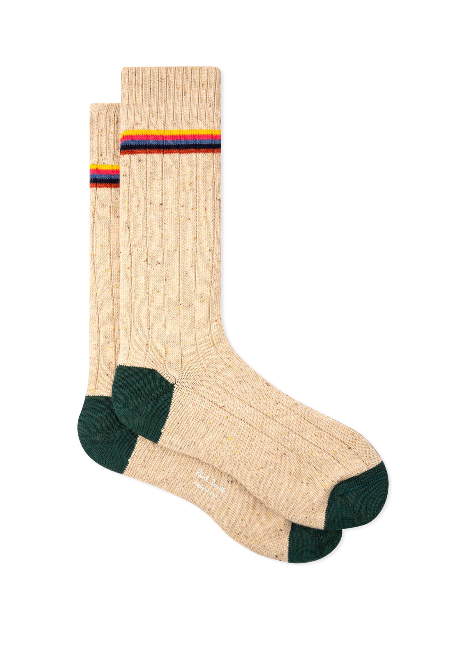 PAUL SMITH Cotton-Silk Nep Ribbed Socks in Sand