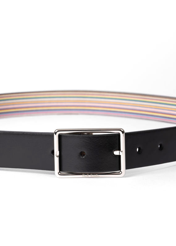 Paul Smith Mens Signature Stripe and Black cut to Fit Reversible Belt
