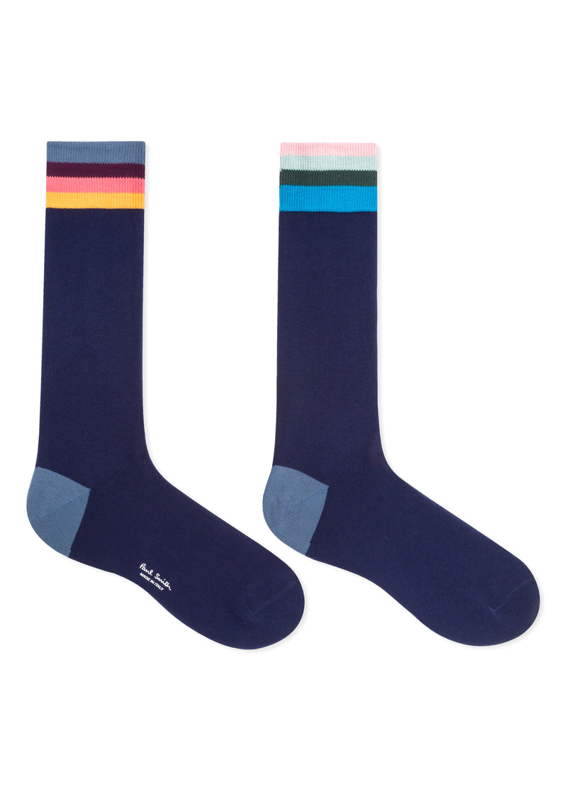 PAUL SMITH  Navy 'New Artist Stripe' Cuff Odd Socks