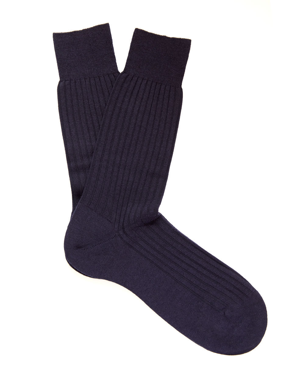 PANTHERELLA Rutherford 5X3 Rib Merino Royale Wool Men's Socks In Navy
