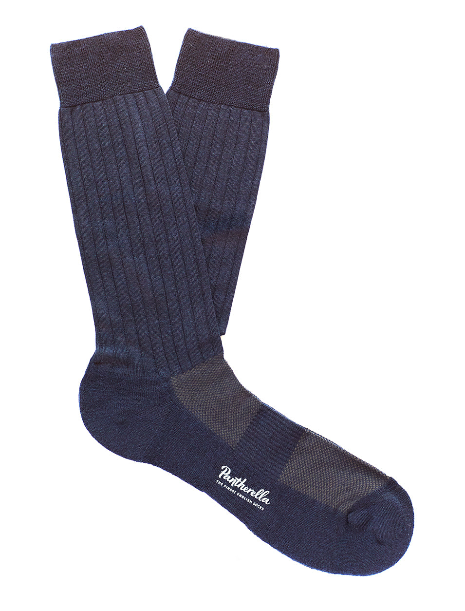 PANTHERELLA SMITHFIELD Ribbed Merino Wool-Blend Socks in Navy