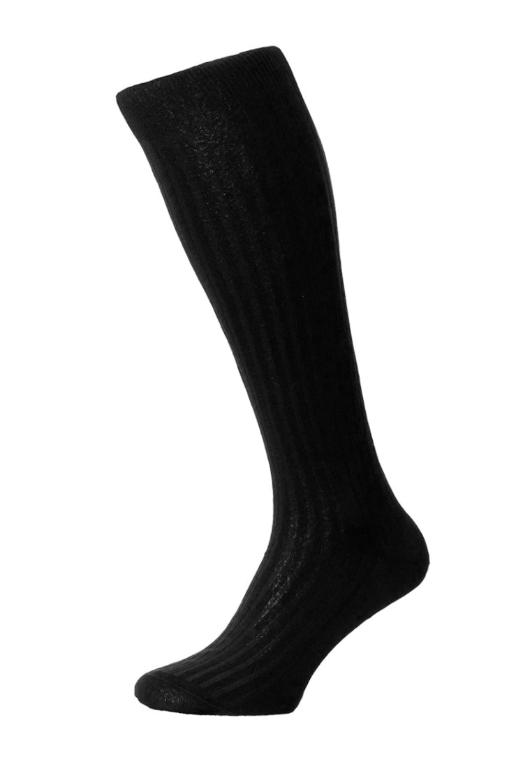 PANTHERELLA (LONG) 'Over the Calf' Danvers Fil d'Ecosse, Cotton Lisle Socks in Dark Grey