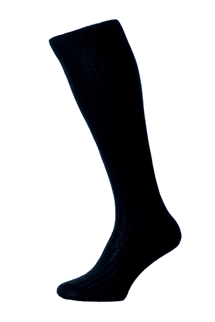 PANTHERELLA (LONG) 'Over the Calf' Danvers Fil d'Ecosse,  Cotton Lisle Socks in Navy