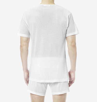 SUNSPEL Cellular Cotton One Button Shorts in White