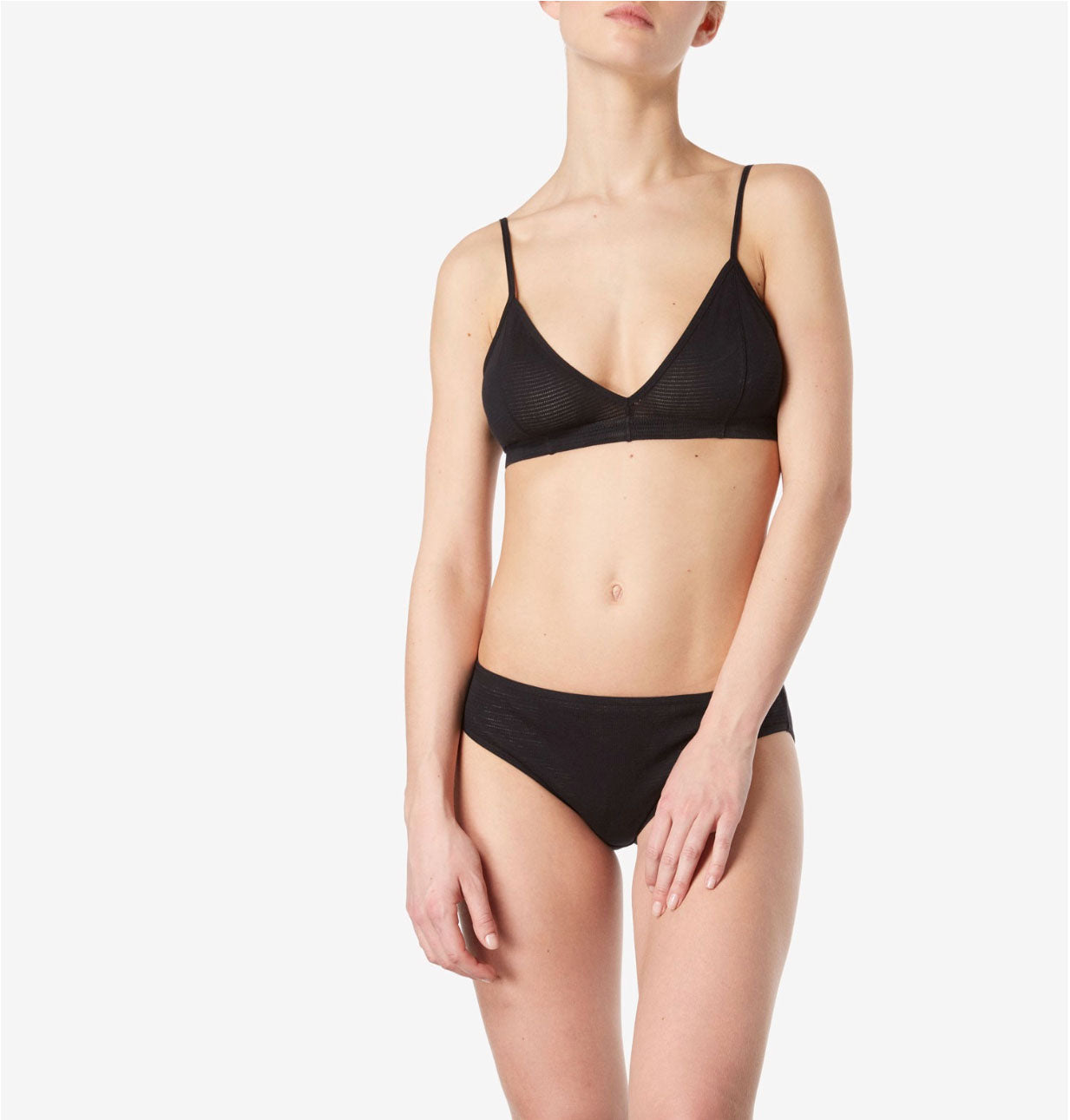 SUNSPEL Cellular Cotton Bralette in Black