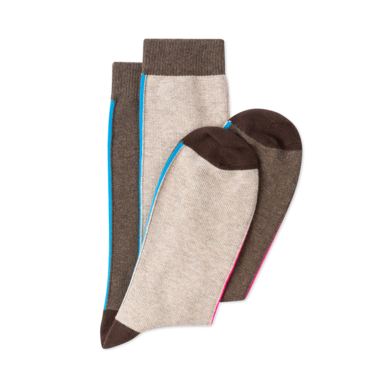PAUL SMITH  Brown And Taupe Vertical Stripe Socks