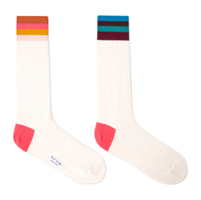 PAUL SMITH  White 'Artist Stripe' Cuff Odd Socks