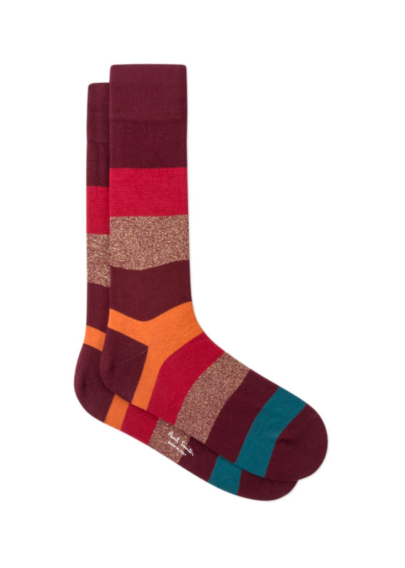 PAUL SMITH  Burgundy Starlight Stripe Socks