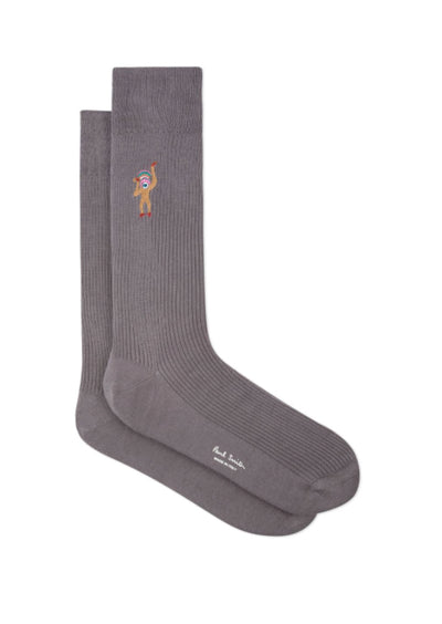 PAUL SMITH  Men's Slate Grey Embroidered 'Monkey' Motif Socks