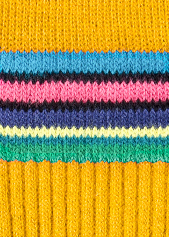 PAUL SMITH Men's 'Cycle Stripe' Trim Mustard Ribbed Socks