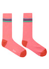 PAUL SMITH Men's 'Cycle Stripe' Trim Pink Ribbed Socks