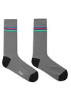 PAUL SMITH Men's 'Cycle Stripe' Trim Grey Ribbed Socks