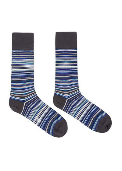 PAUL SMITH Men's Narrow Signature Stripe Socks in Sky Blue.