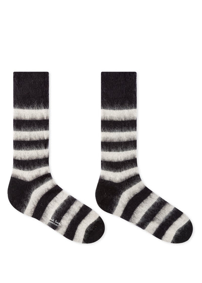 PAUL SMITH Men's Black And White Stripe Mohair-Blend Socks