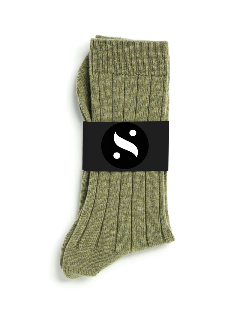 Solespun Black Label Cashmere Socks in Soley Green