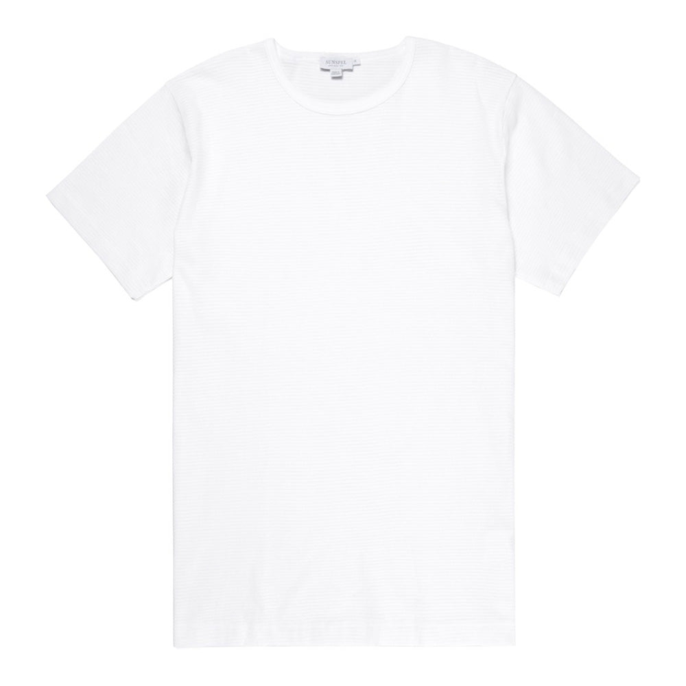 Sunspel Cellular Cotton T-Shirt in White