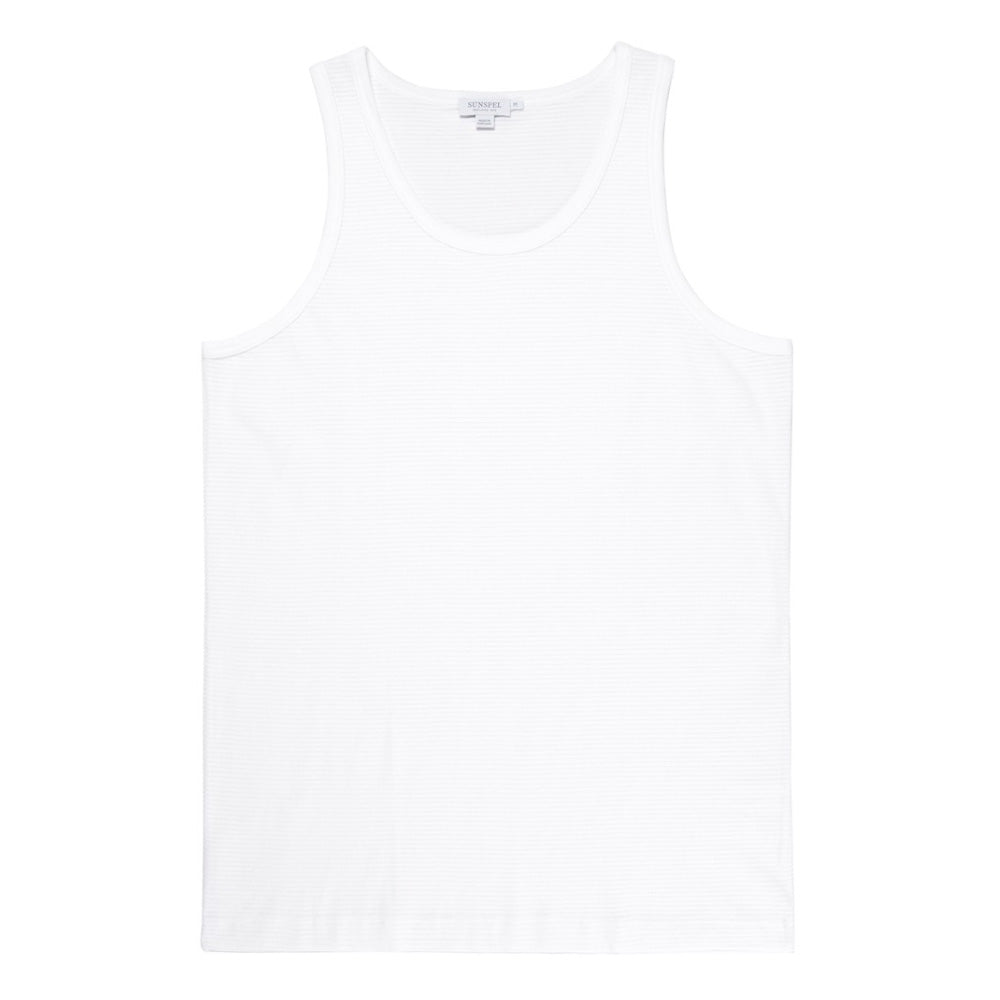 Sunspel Cellular Cotton Underwear Vest In White