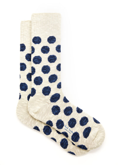 PAUL SMITH  Men Sock Benny Dot Socks in White with Blue Spots