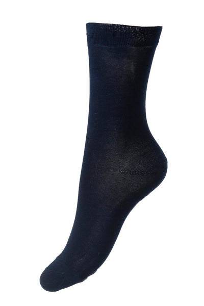 Pantherella, Poppy - Ladies' Flat Knit Ankle Sock - Egyptian Cotton Navy