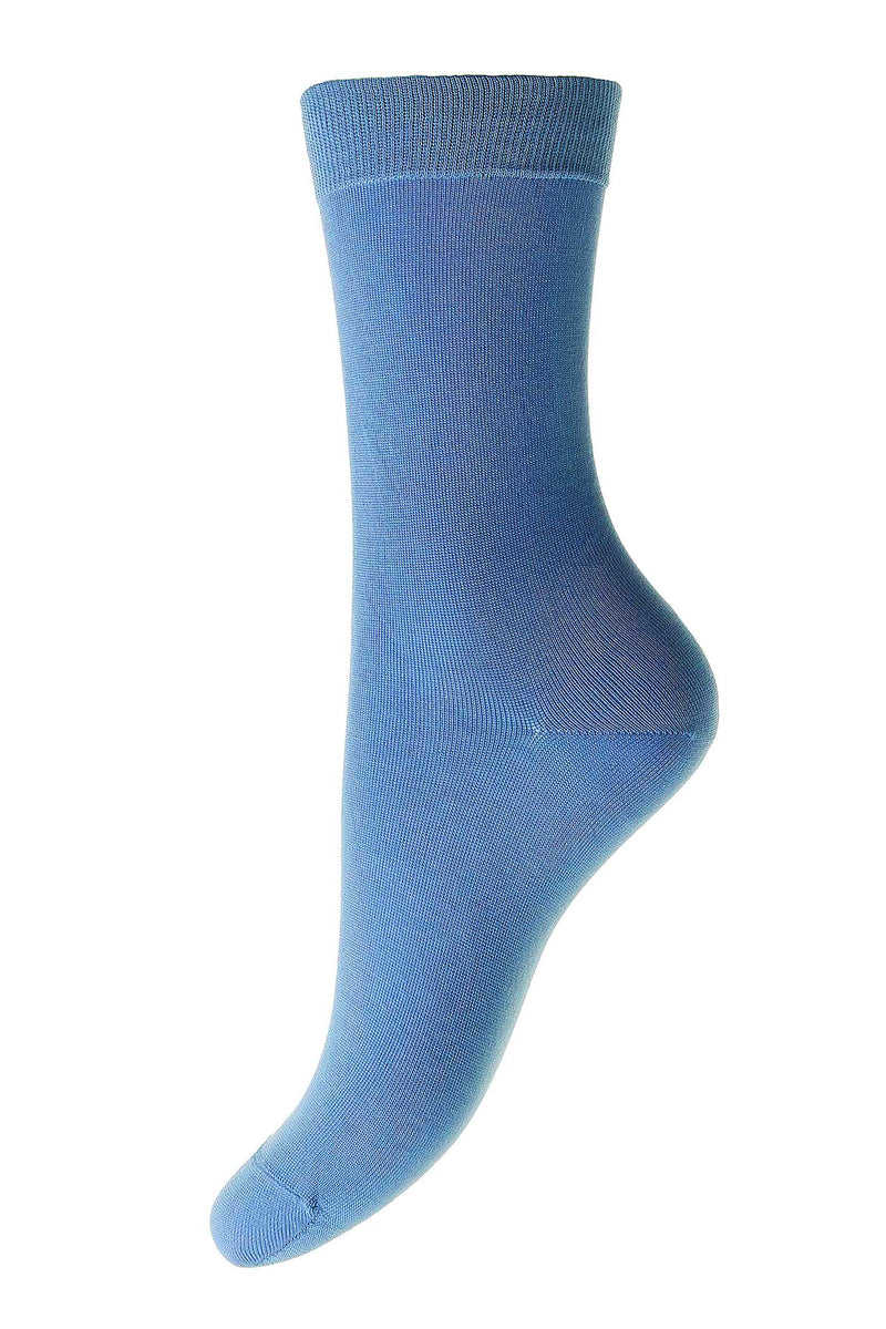 Pantherella, Poppy - Ladies' Flat Knit Ankle Sock - Egyptian Cotton Denin