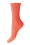 Pantherella, Poppy - Ladies' Flat Knit Ankle Sock - Egyptian Cotton Coral