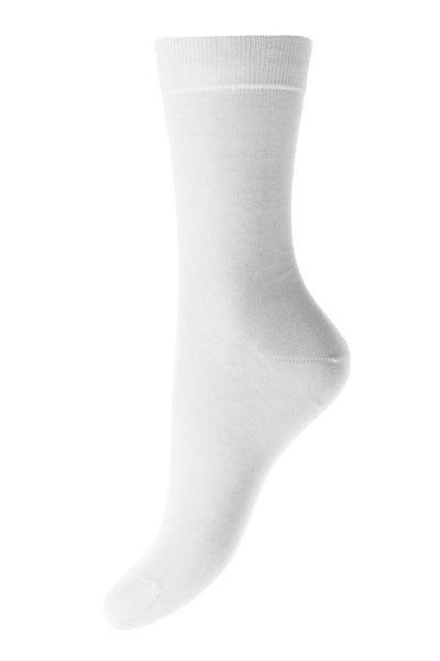 Pantherella, Poppy - Ladies' Flat Knit Ankle Sock - Egyptian Cotton White